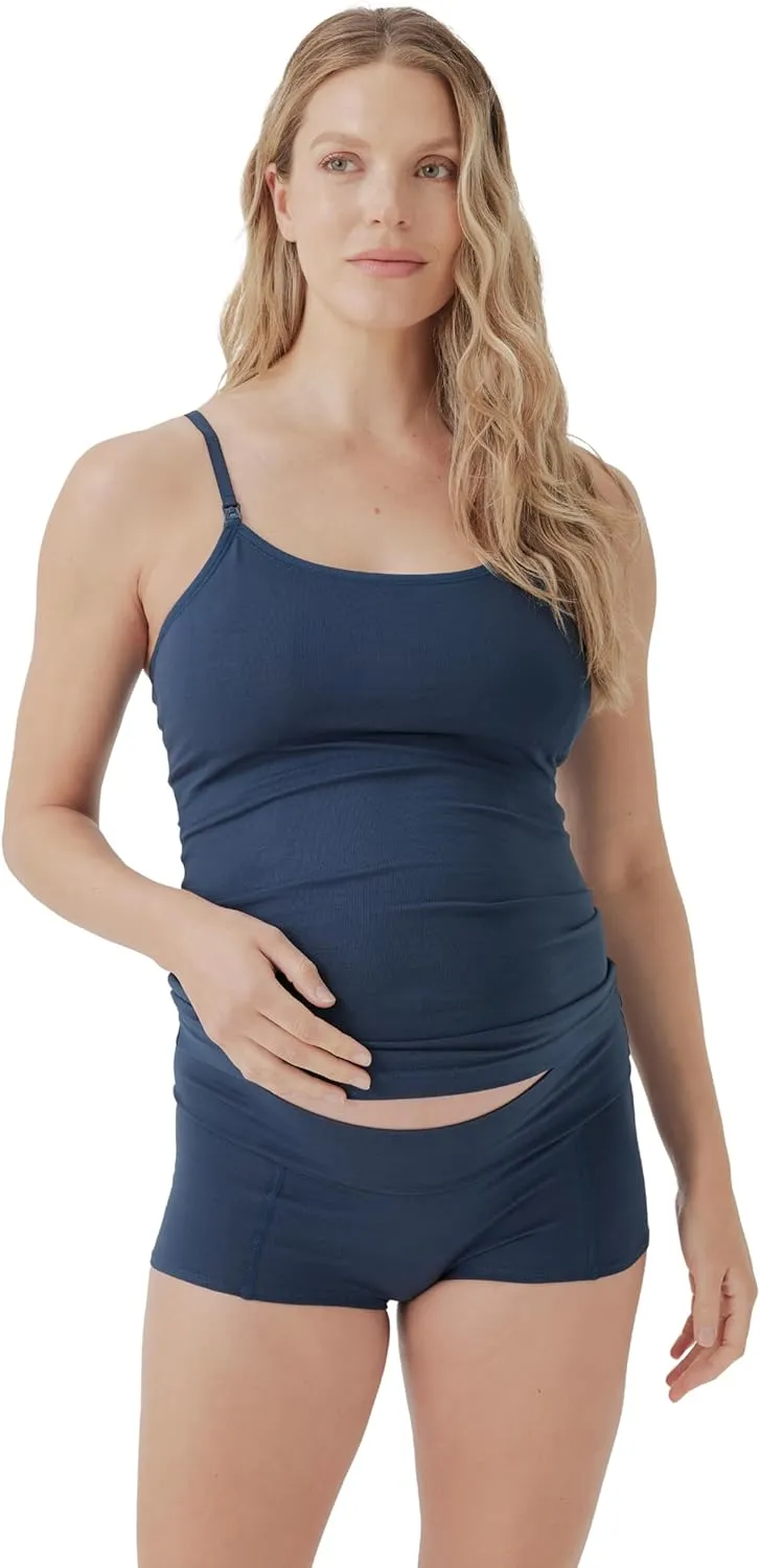 Pact Organic Cotton Maternity Camisole, Adjustable Nursing Tops Built-in Bra for Easy Breastfeeding