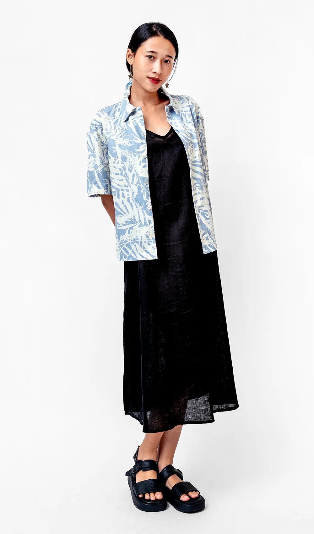 Palm Bluebell Cotton Relax Button Up, 2 sizes