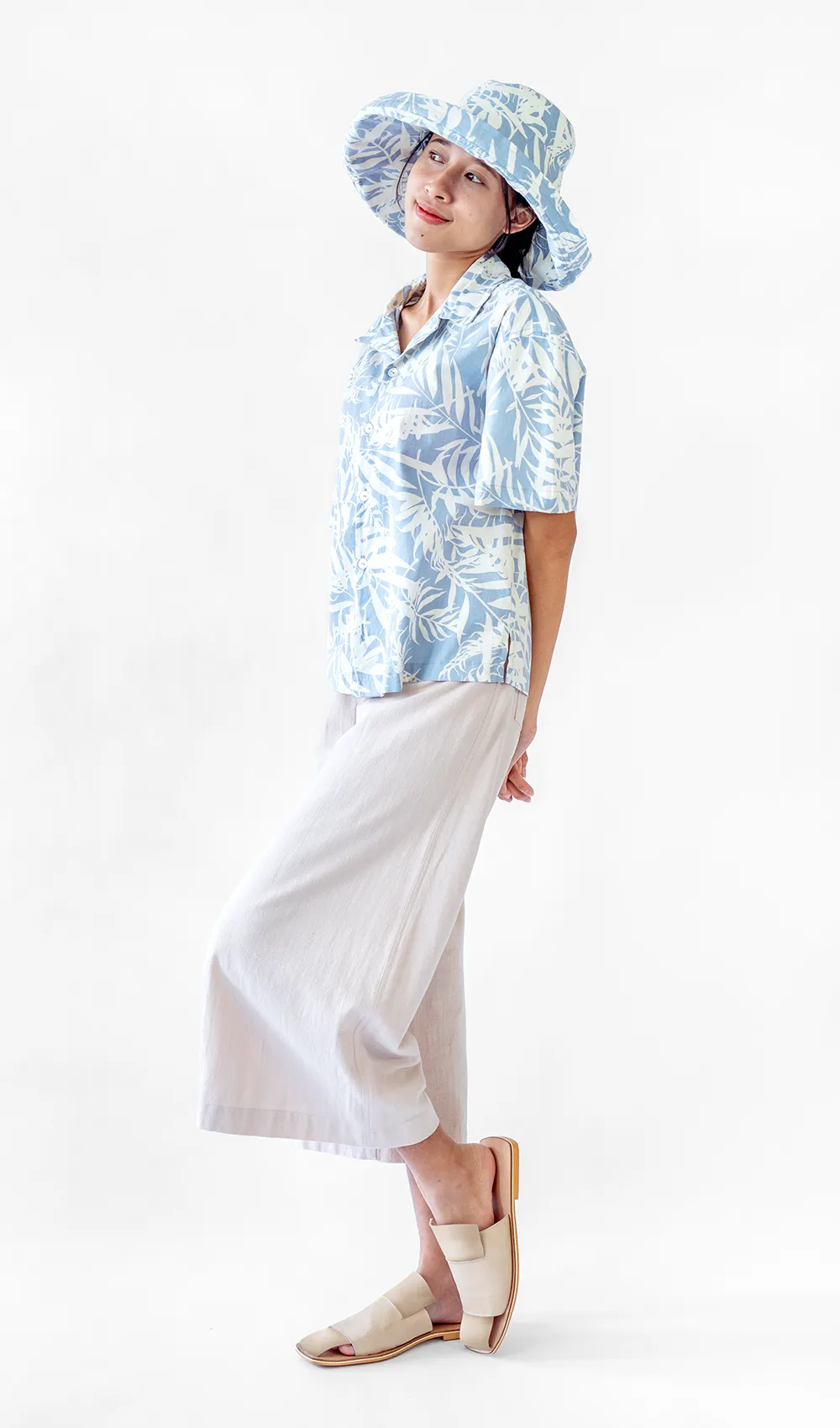 Palm Bluebell Cotton Relax Button Up, 2 sizes