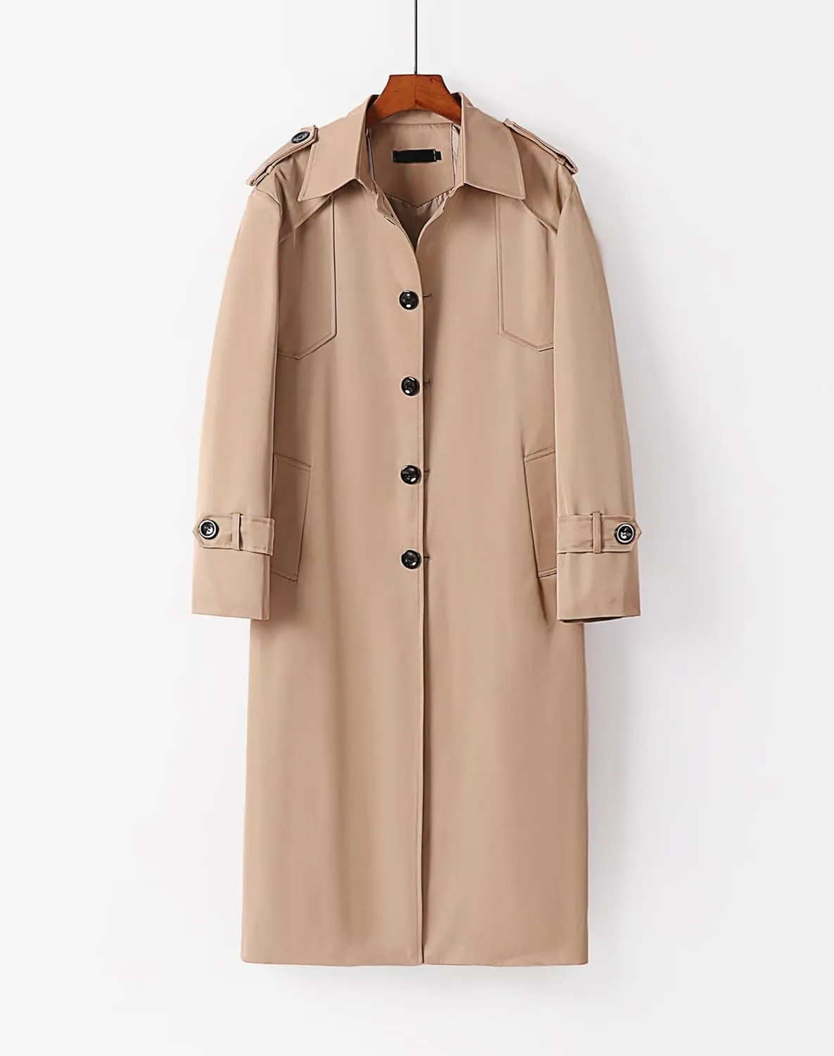 Pantete Men's Long Trench Coat Single Breasted Oversized Windbreaker Lapel Belted Outfit Jacket