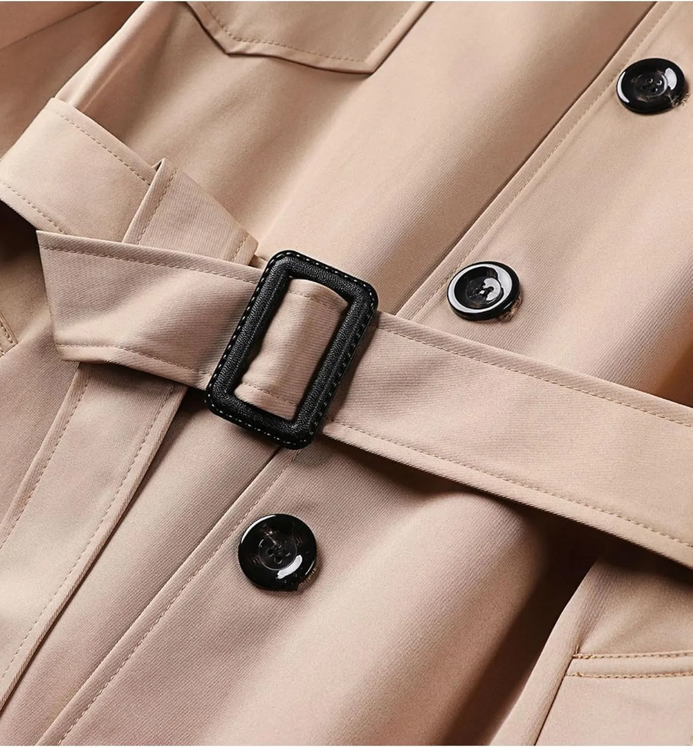 Pantete Men's Long Trench Coat Single Breasted Oversized Windbreaker Lapel Belted Outfit Jacket