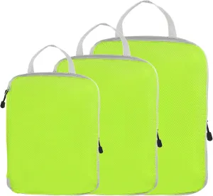 PATIKIL Compression Packing Cube for Travel, 3 Set Waterproof Nylon Luggage Organizer Bags Lightweight Compression Cube for Outdoor Suitcases Backpack, Green