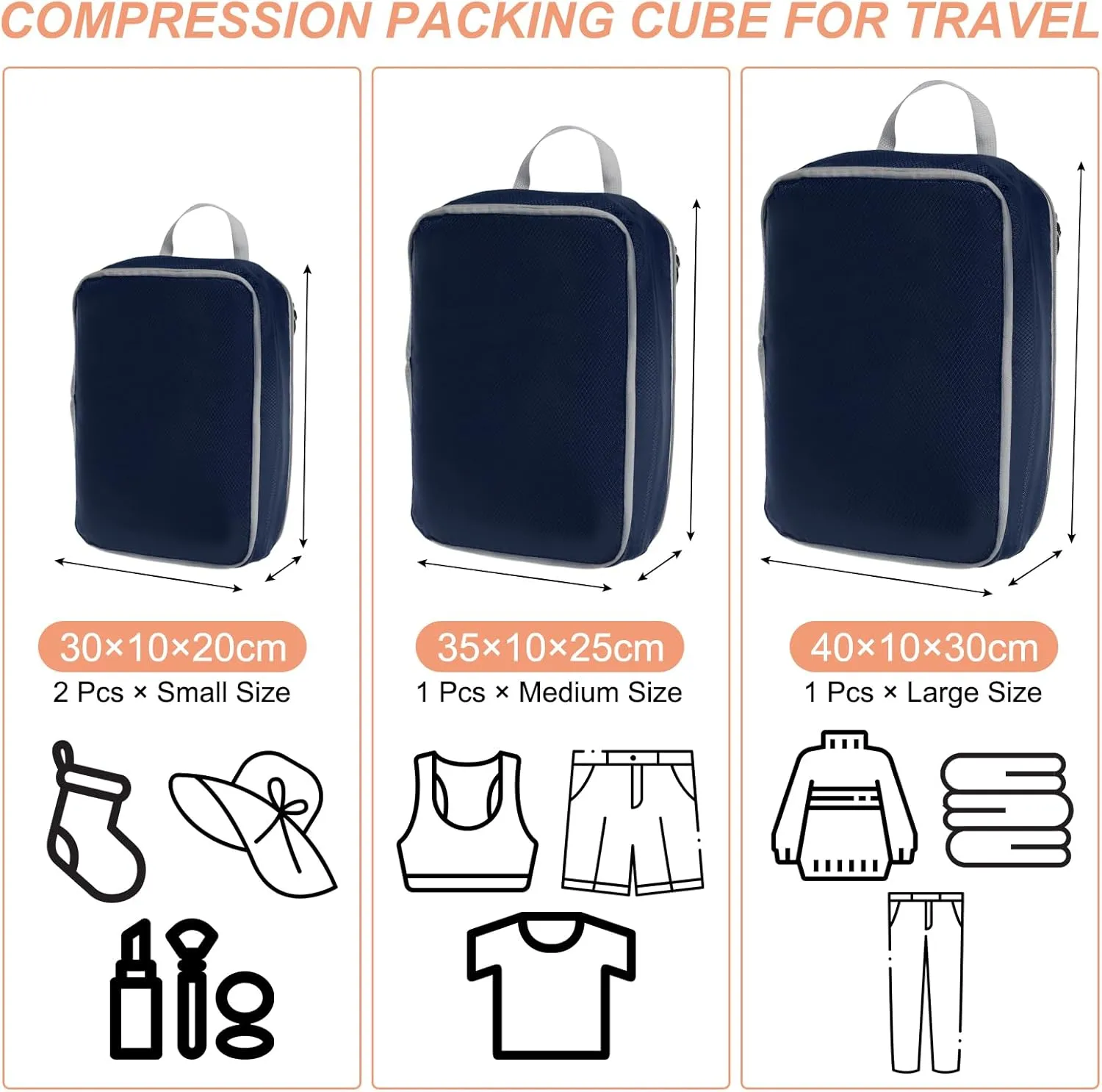 PATIKIL Compression Packing Cube for Travel, 4 Set Waterproof Nylon Luggage Organizer Bags Lightweight Compression Cube for Outdoor Suitcases Backpack, Purple