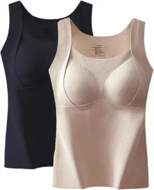 Patiyu Shop Built Bra, Winter Thickened Warm Tank Top with Shelf Bra Welfaries Women's Thermal Tank Tops Camisole Tops