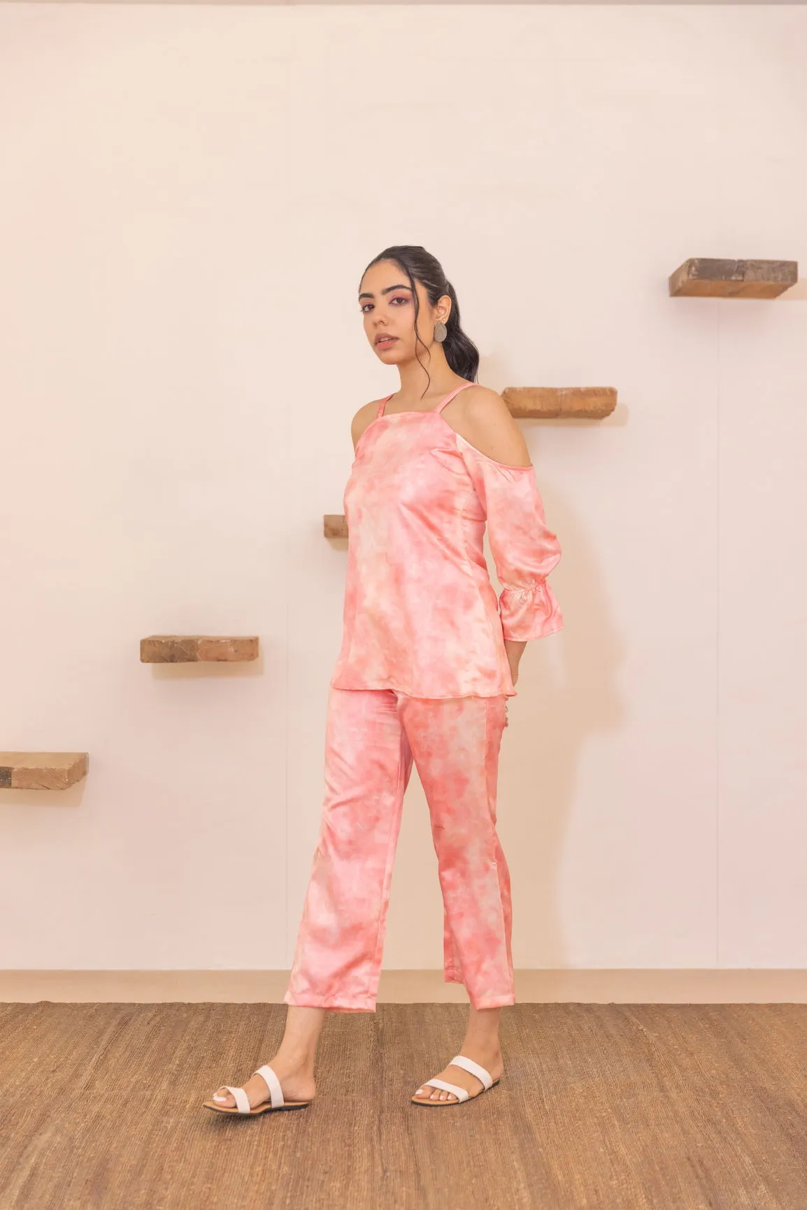 PEACH OFF-SHOULDER CO-ORD SET