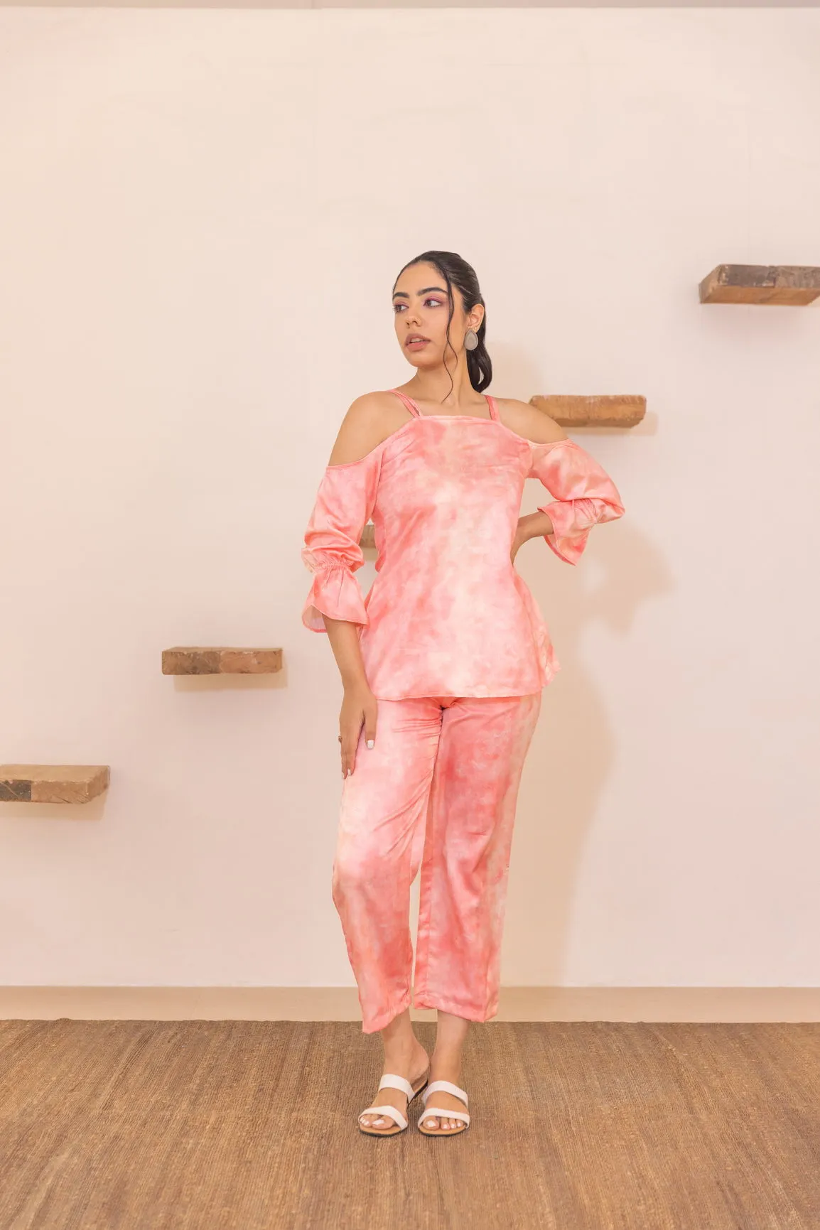 PEACH OFF-SHOULDER CO-ORD SET