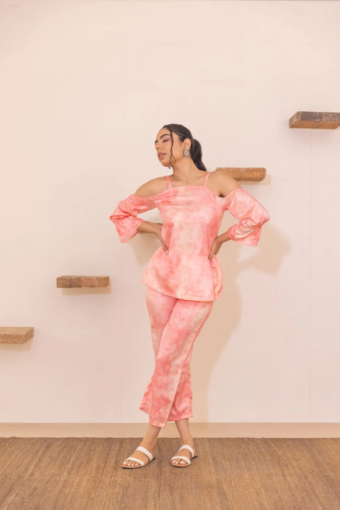 PEACH OFF-SHOULDER CO-ORD SET