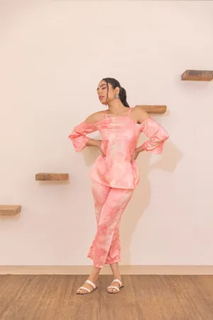 PEACH OFF-SHOULDER CO-ORD SET
