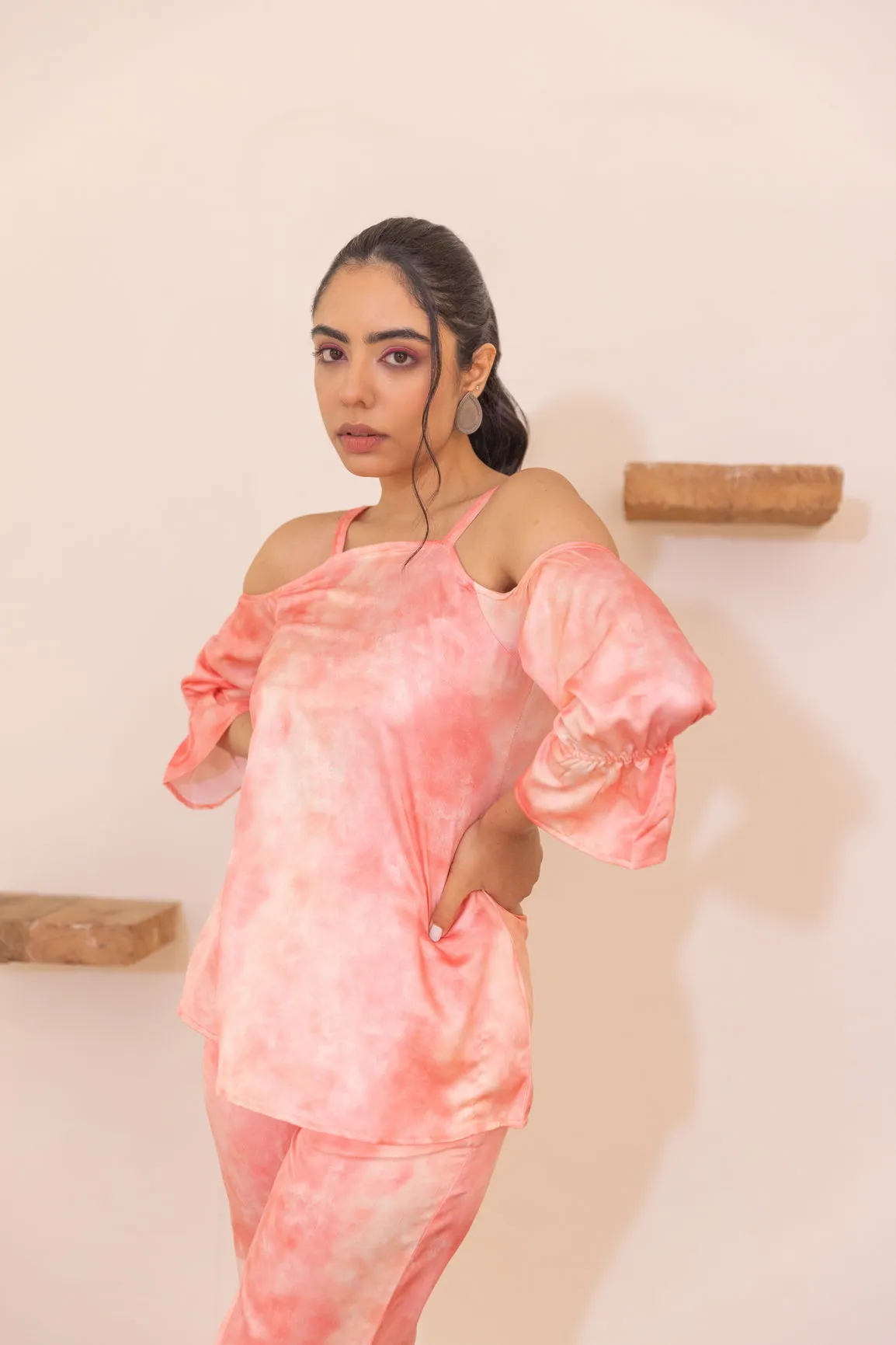 PEACH OFF-SHOULDER CO-ORD SET