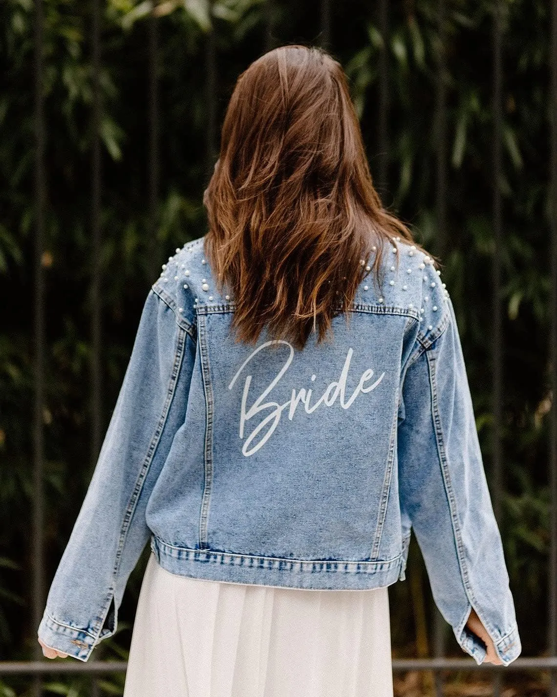 Pearl Bride Denim Jacket Custom Mrs Bride Bachelorette jacket Hen party gift