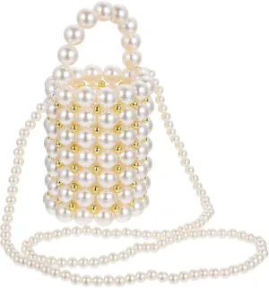 Pearl Purse Pearls Stylish Bucket Bag Bag with Single Shoulder Moderate Capacity Storage Pouch