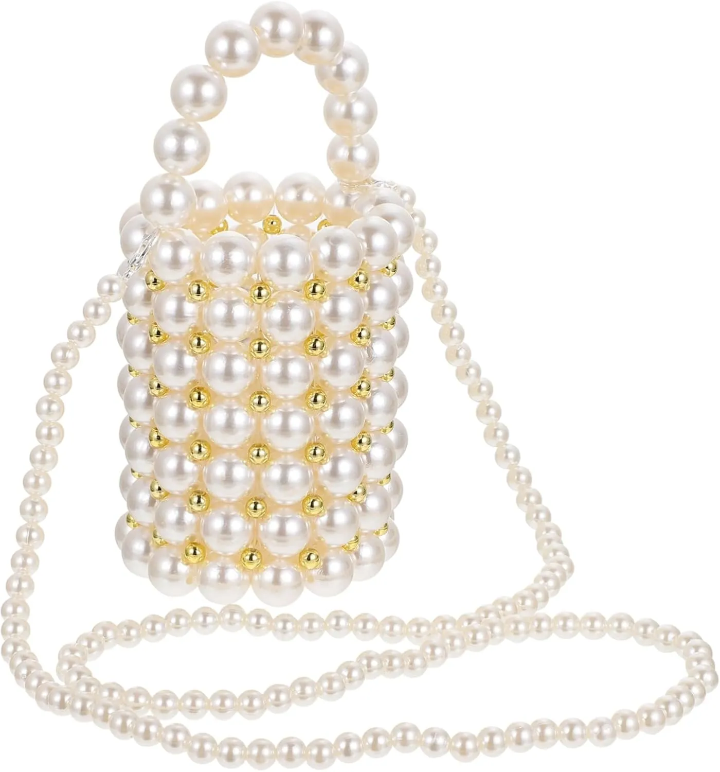 Pearl Purse Pearls Stylish Bucket Bag Bag with Single Shoulder Moderate Capacity Storage Pouch