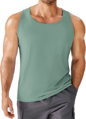 PINSPARK Beach Tank Tops for Men Summer Quick Dry Sleeveless Gym Workout Shirts Mens Athletic Running Tank Top UPF 50 