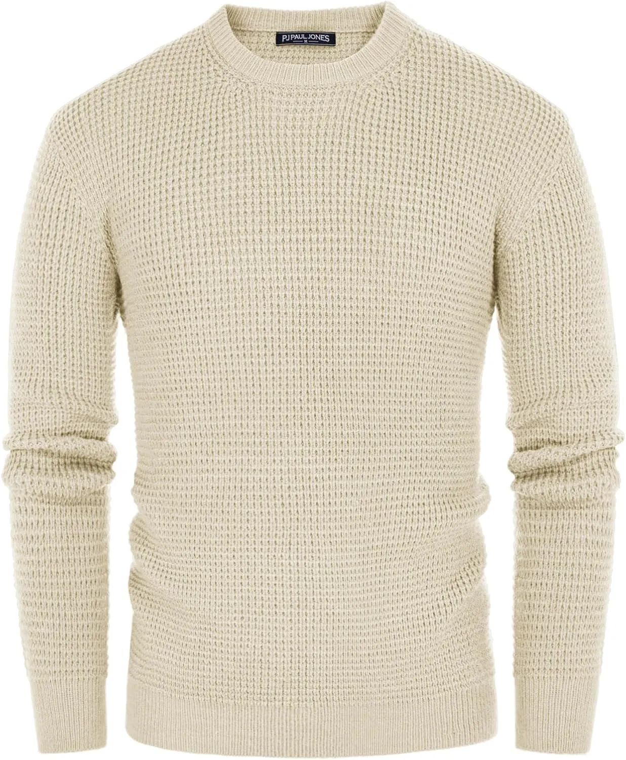 PJ PAUL JONES Mens Crewneck Pullover Sweater Waffle Textured Long Sleeve Knitted Sweaters