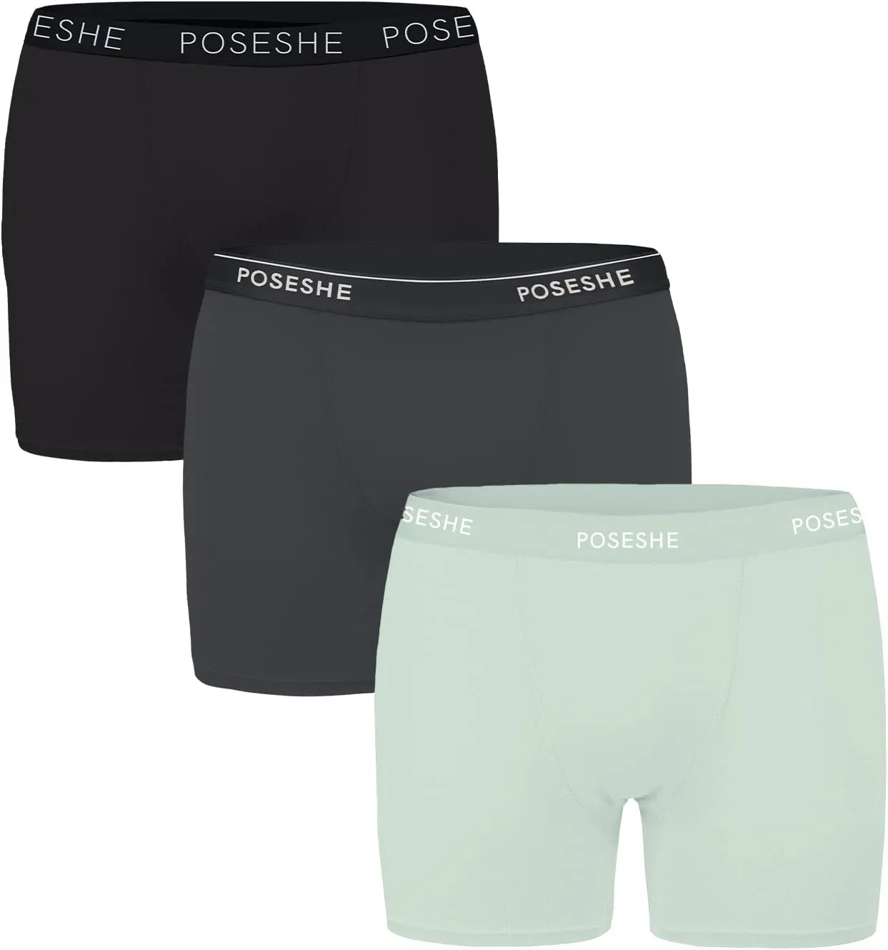 POSESHE Women's Boxer Briefs 6" Inseam, Ultra-soft MicroModal Boyshorts Underwear S-5XL