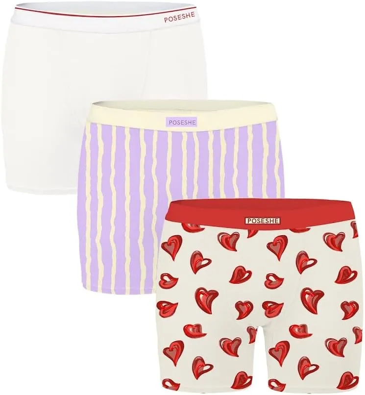 POSESHE Women's Boxer Briefs 6" Inseam, Ultra-soft MicroModal Boyshorts Underwear S-5XL