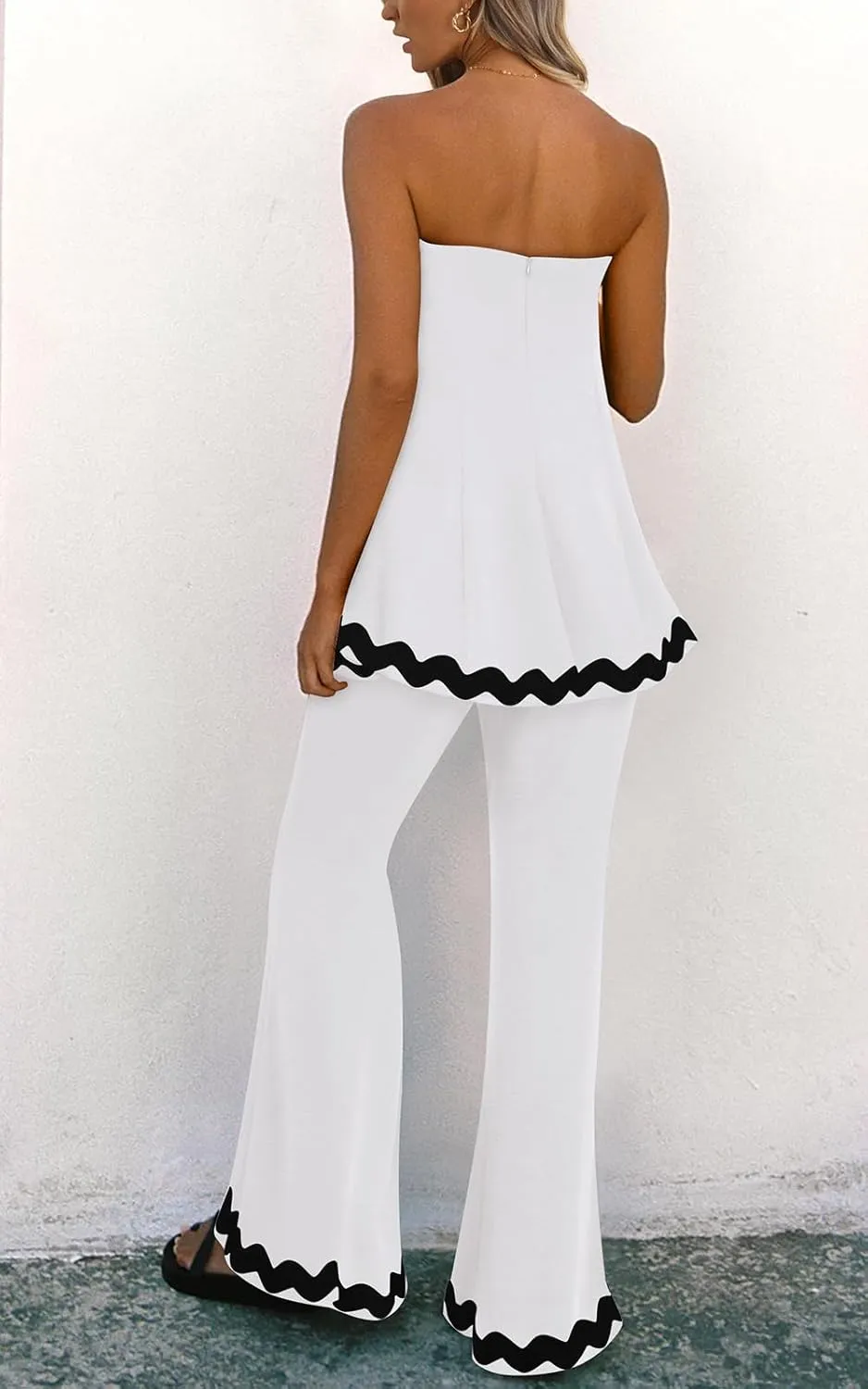 PRETTYGARDEN Women's 2 Piece Outfits 2024 Summer Beach Flowy Womens Tops Dressy Casual Lounge Sets for Women Wide Leg Pants