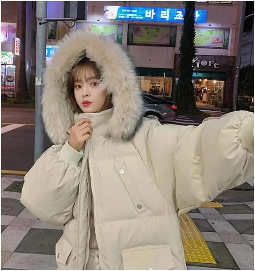 Pulcykp Women's Down Jackets Winter Thick Warm Bubble Long Puffer Coat Cotton Padded Outwear