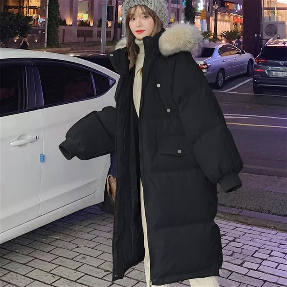 Pulcykp Women's Down Jackets Winter Thick Warm Bubble Long Puffer Coat Cotton Padded Outwear