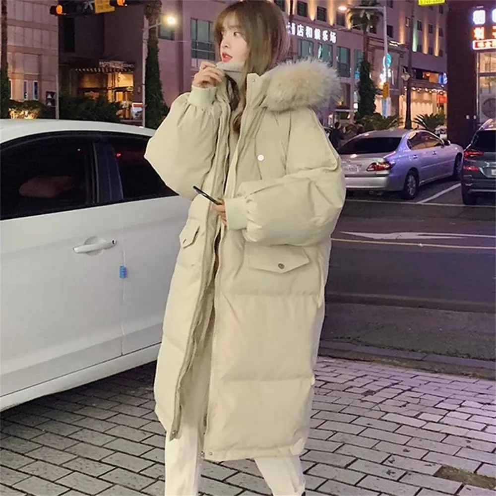 Pulcykp Women's Down Jackets Winter Thick Warm Bubble Long Puffer Coat Cotton Padded Outwear