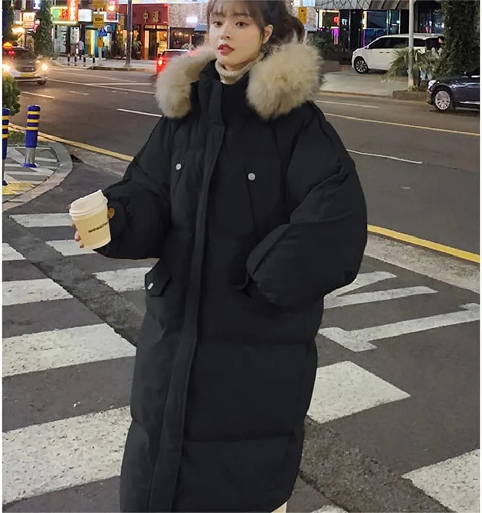 Pulcykp Women's Down Jackets Winter Thick Warm Bubble Long Puffer Coat Cotton Padded Outwear
