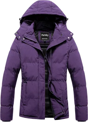 Pursky Women's Warm Winter Thicken Coat Waterproof Cropped Jackets Parka With Removable Hood