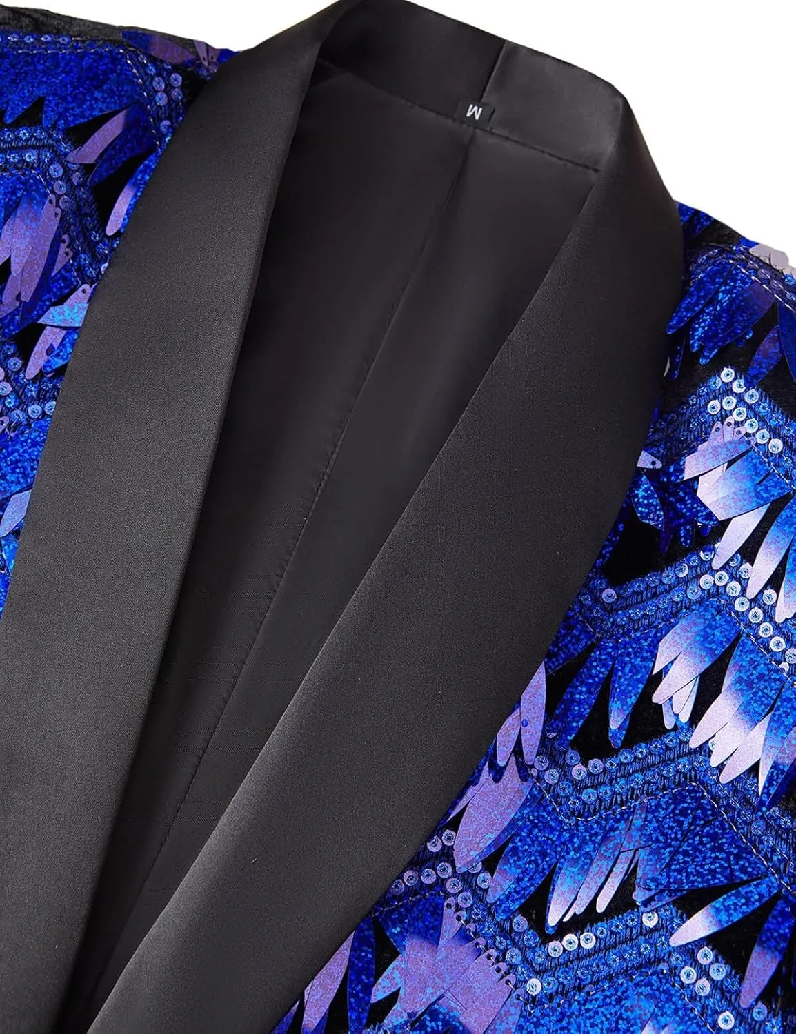 Pyiujtr Men's Tassel Sequin Suit Lapel Slim Fit Stylish Jacket Wedding Prom Dinner Party Blazer