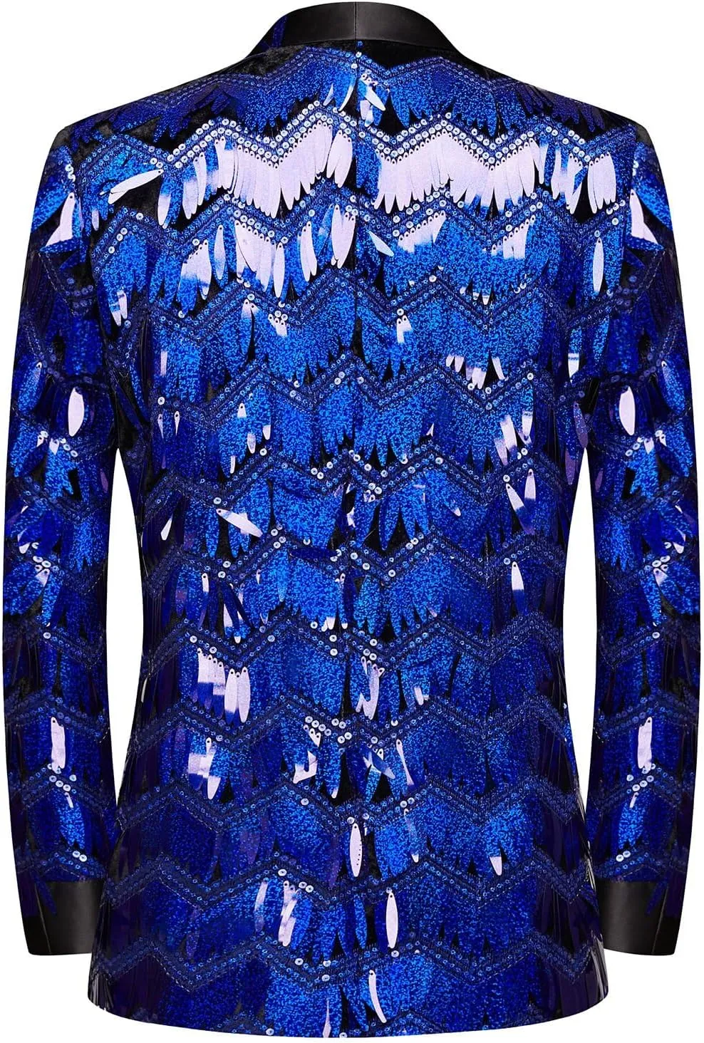 Pyiujtr Men's Tassel Sequin Suit Lapel Slim Fit Stylish Jacket Wedding Prom Dinner Party Blazer