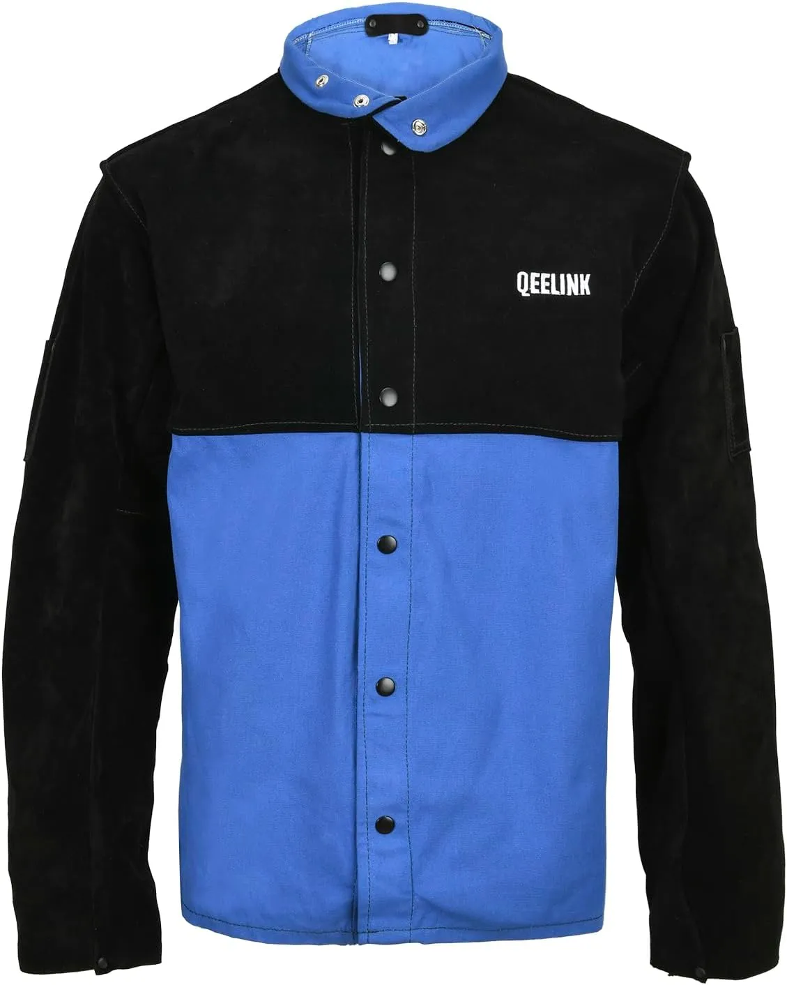 QeeLink Welding Jacket Split Leather Sleeves | Premium Flame Resistant Cotton Body Welder Jackets