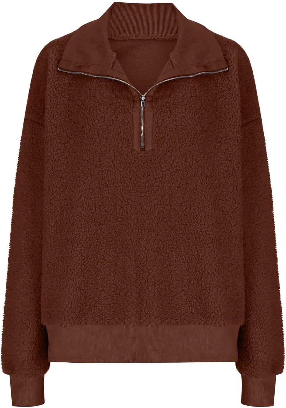 Quarter Zip Pullover Womens Sherpa Jackets Fleece Fuzzy Sweatshirt Casual Winter Coats Fashion Fall 2024 Outerwear