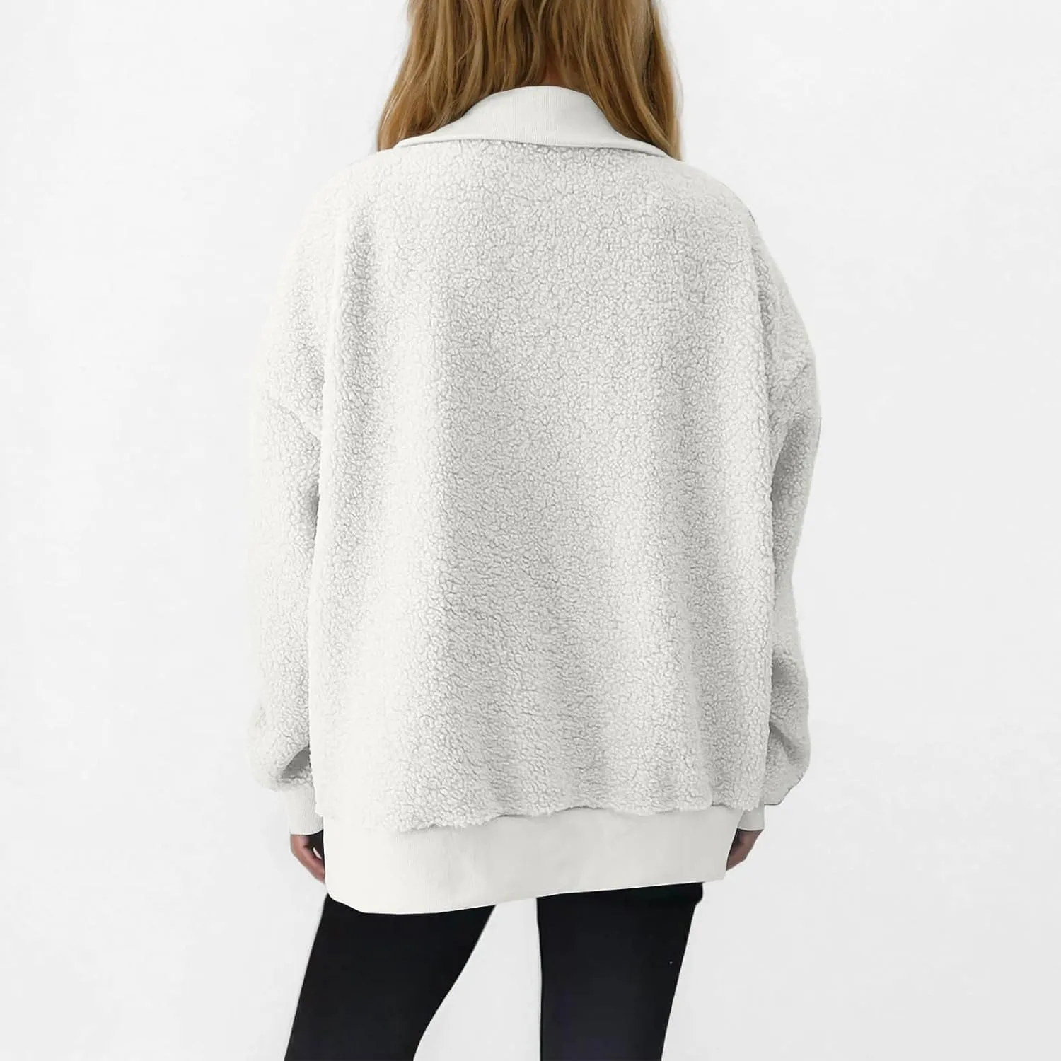 Quarter Zip Pullover Womens Sherpa Jackets Fleece Fuzzy Sweatshirt Casual Winter Coats Fashion Fall 2024 Outerwear