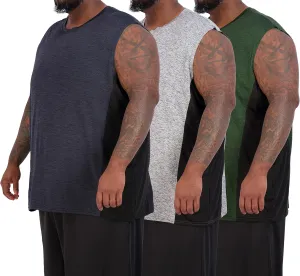 Real Essentials 3 & 5 Pack: Men's Dry-Fit Active Muscle Tank Top - Standard and Big & Tall Sizes (S-5XLT)