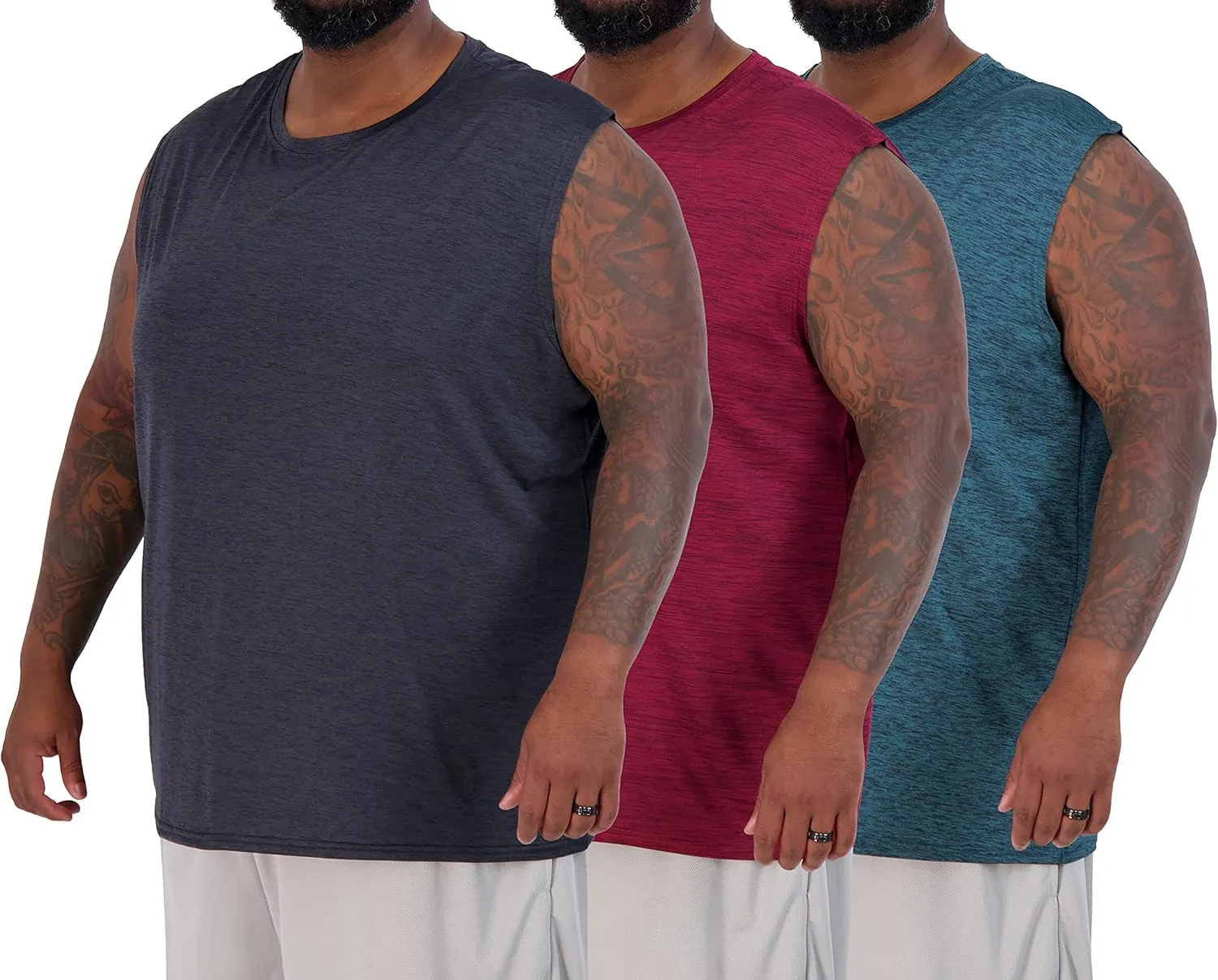 Real Essentials 3 & 5 Pack: Men's Dry-Fit Active Muscle Tank Top - Standard and Big & Tall Sizes (S-5XLT)