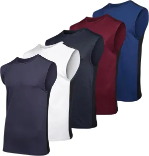 Real Essentials 3 & 5 Pack: Men's Dry-Fit Active Muscle Tank Top - Standard and Big & Tall Sizes (S-5XLT)