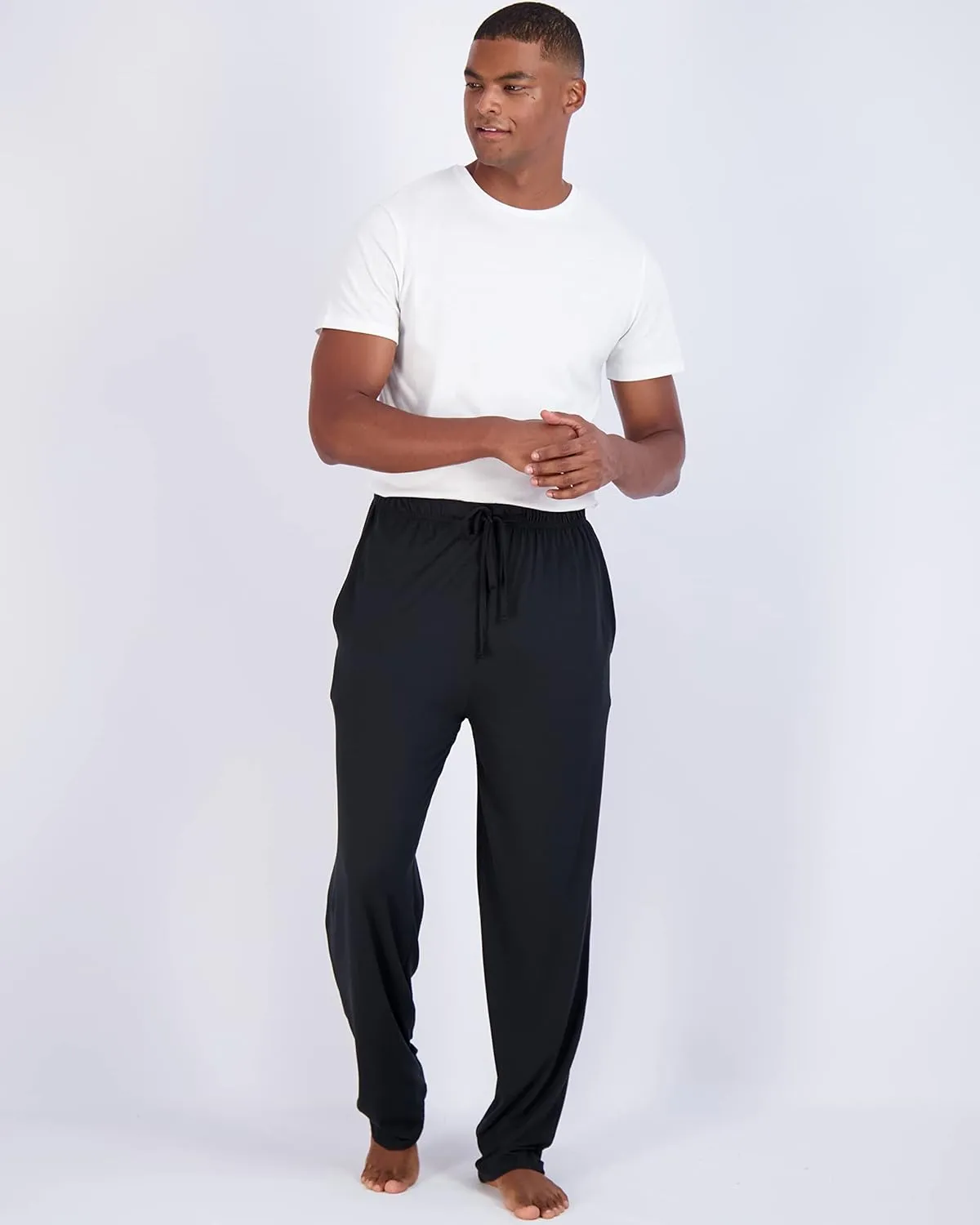 Real Essentials 3 Pack: Men's Soft Pajama Lounge Pants with Drawstring & Pockets - 4-Way Stretch & Wicking-Big & Tall (S-5XL)