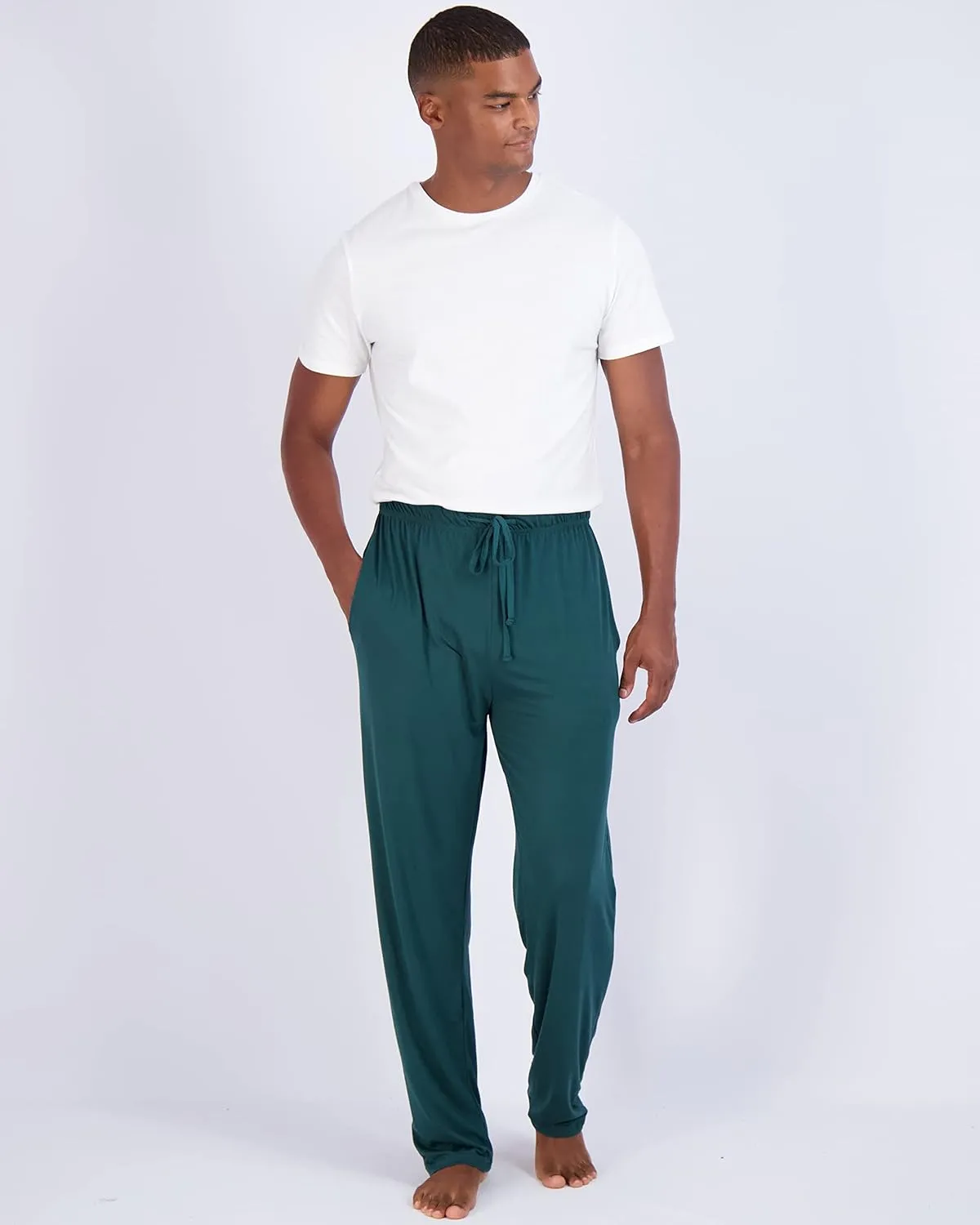 Real Essentials 3 Pack: Men's Soft Pajama Lounge Pants with Drawstring & Pockets - 4-Way Stretch & Wicking-Big & Tall (S-5XL)