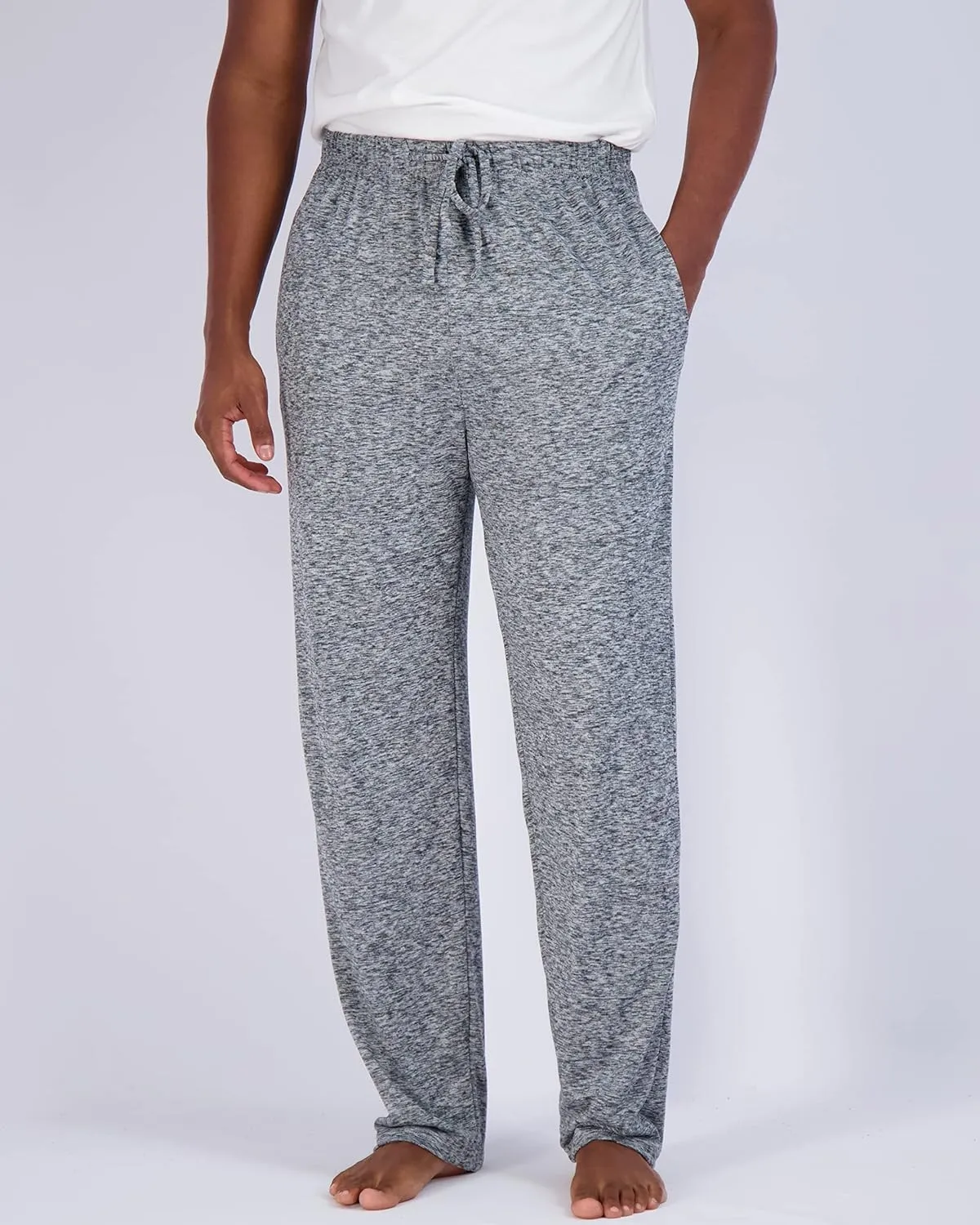 Real Essentials 3 Pack: Men's Soft Pajama Lounge Pants with Drawstring & Pockets - 4-Way Stretch & Wicking-Big & Tall (S-5XL)