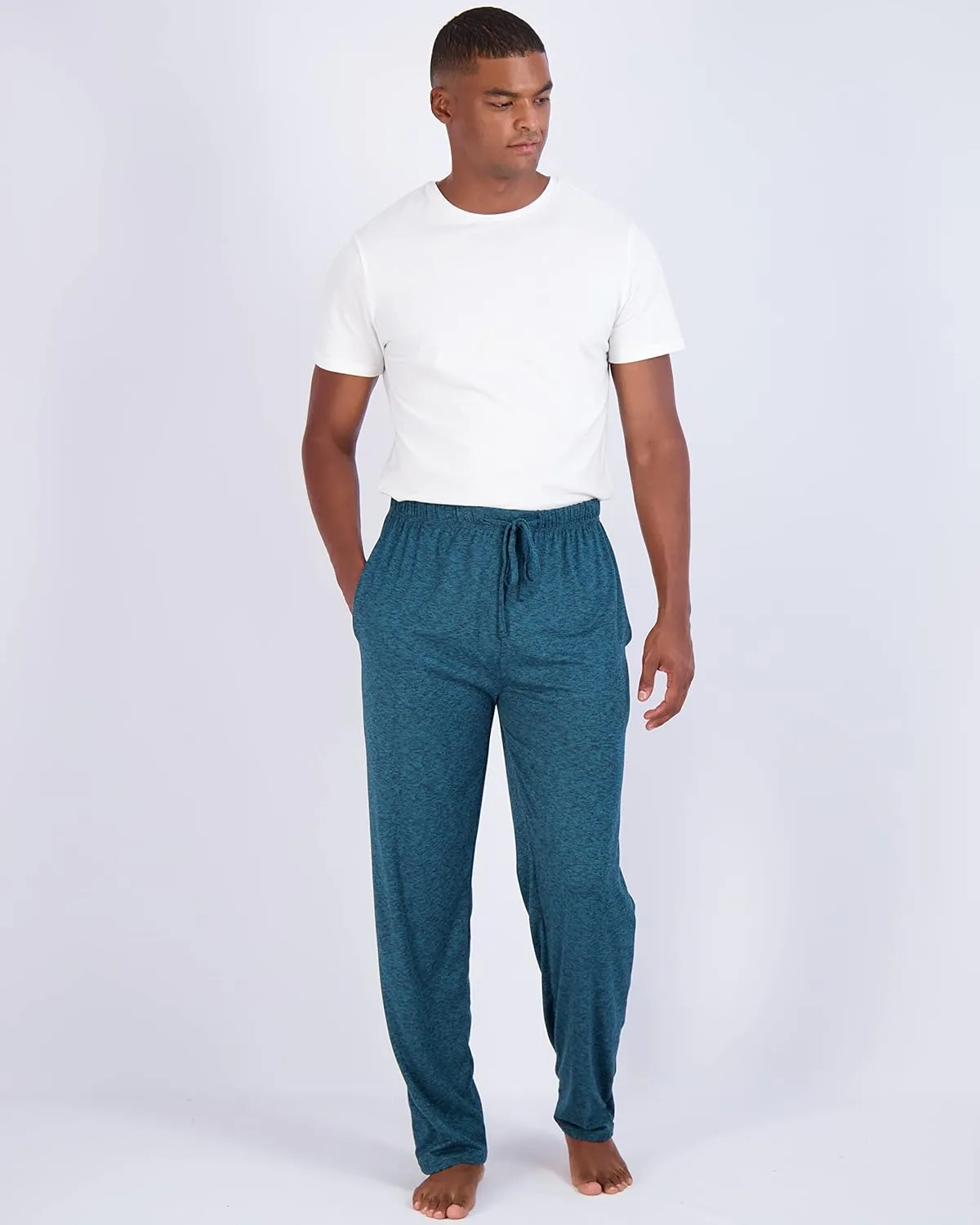 Real Essentials 3 Pack: Men's Soft Pajama Lounge Pants with Drawstring & Pockets - 4-Way Stretch & Wicking-Big & Tall (S-5XL)