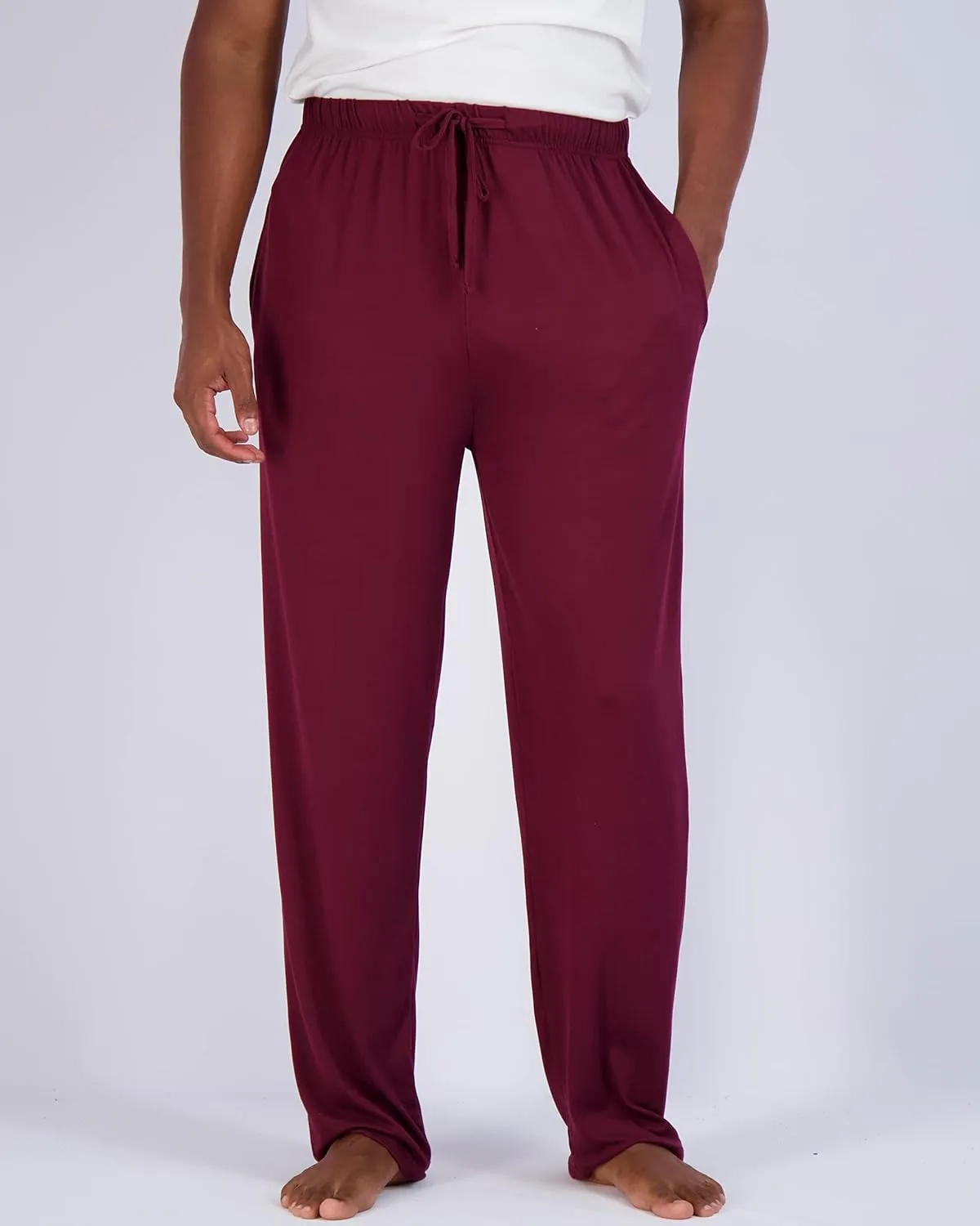 Real Essentials 3 Pack: Men's Soft Pajama Lounge Pants with Drawstring & Pockets - 4-Way Stretch & Wicking-Big & Tall (S-5XL)