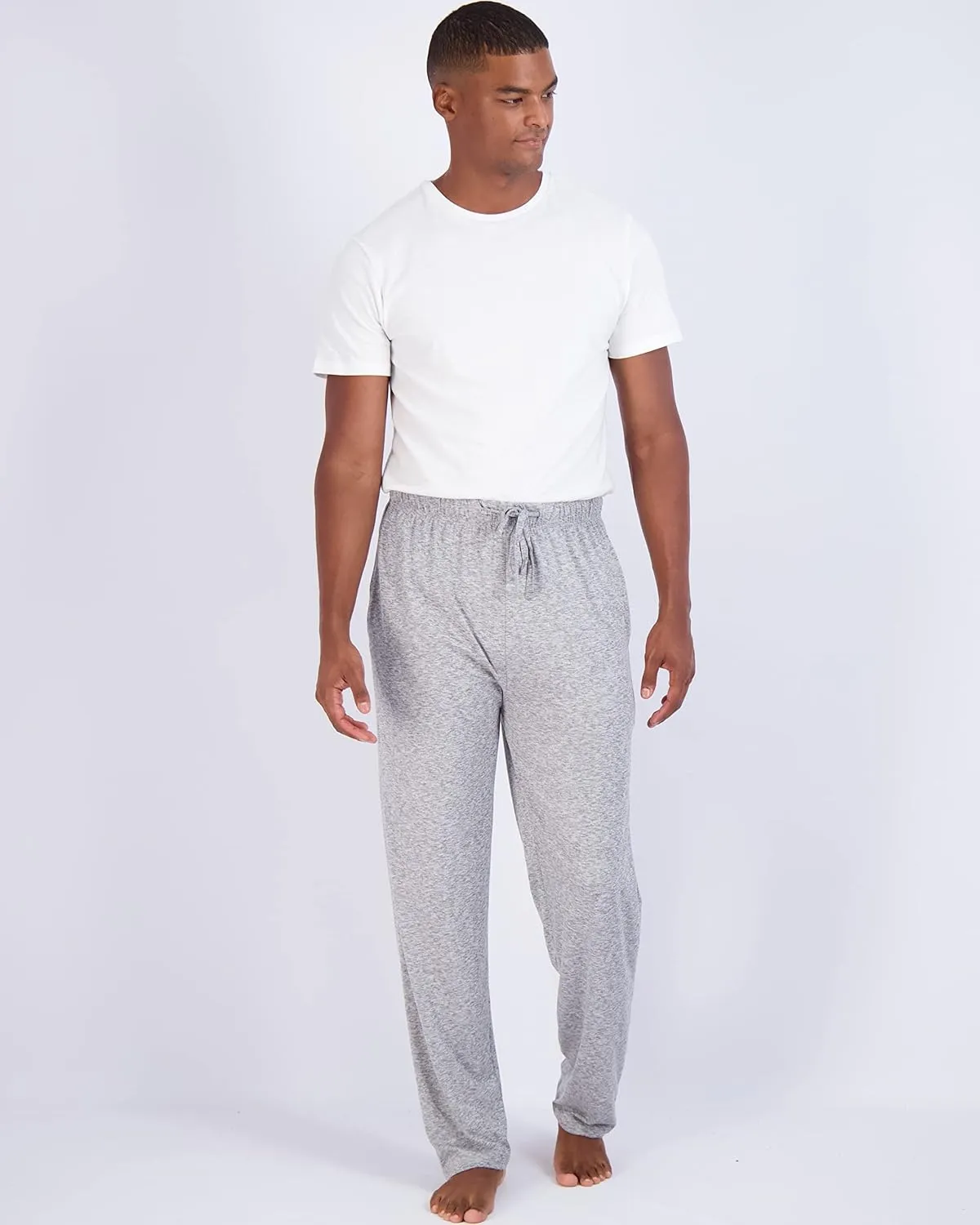 Real Essentials 3 Pack: Men's Soft Pajama Lounge Pants with Drawstring & Pockets - 4-Way Stretch & Wicking-Big & Tall (S-5XL)
