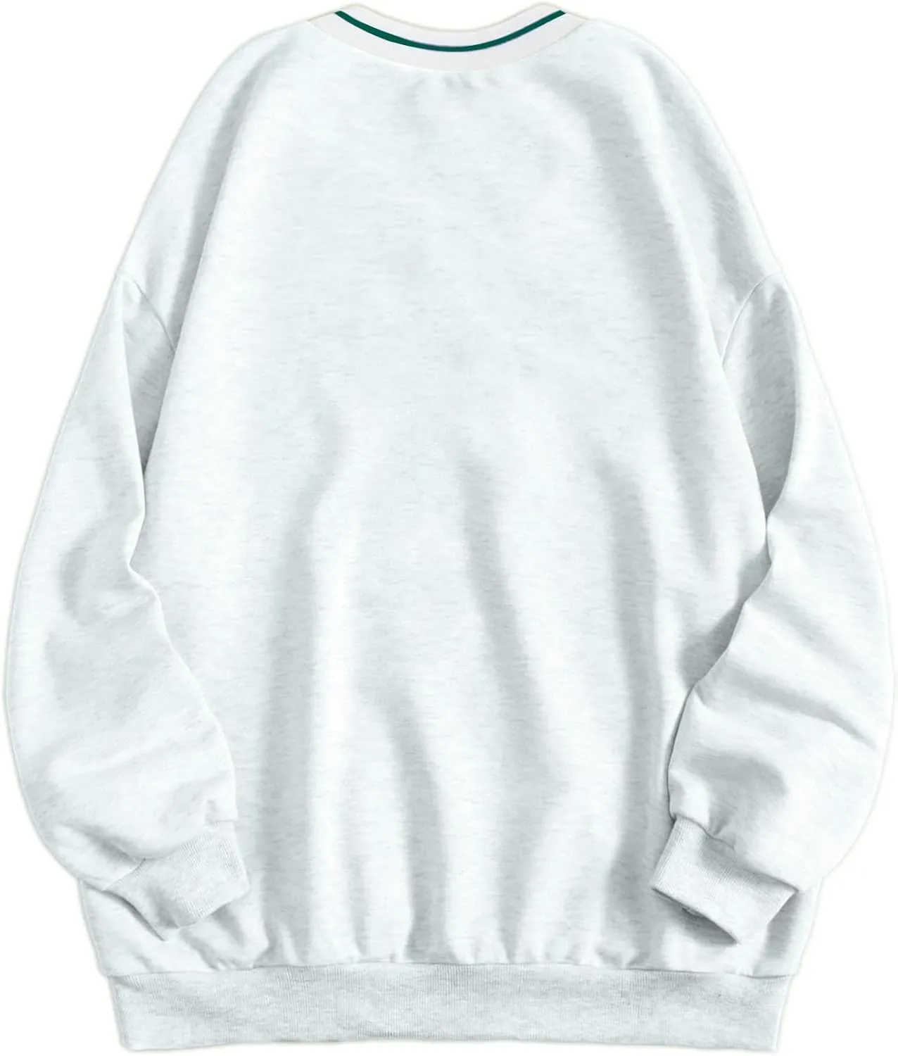 Remidoo Womens New York Embroidered V Neck Sweatshirt Oversized Long Sleeve Pullover Top