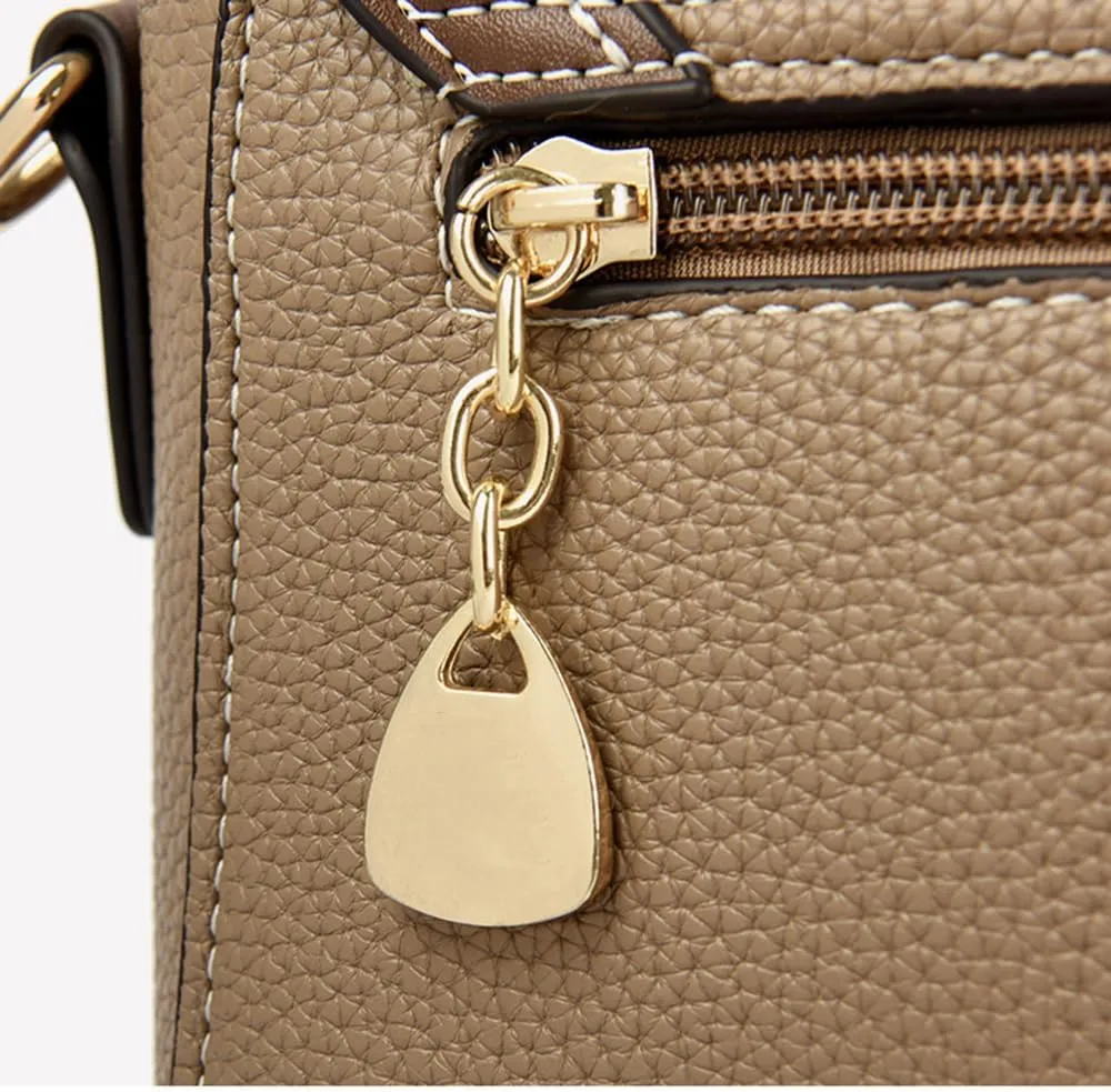 Retro Leather Crossbody Bag for Women | Casual Square Flap Satchel Handbag | Stylish Beige Purse