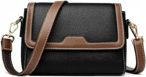 Retro Leather Crossbody Bag for Women | Casual Square Flap Satchel Handbag | Stylish Beige Purse