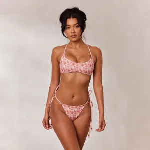 Reversible Bralette Bikini Top - Pink/Floral