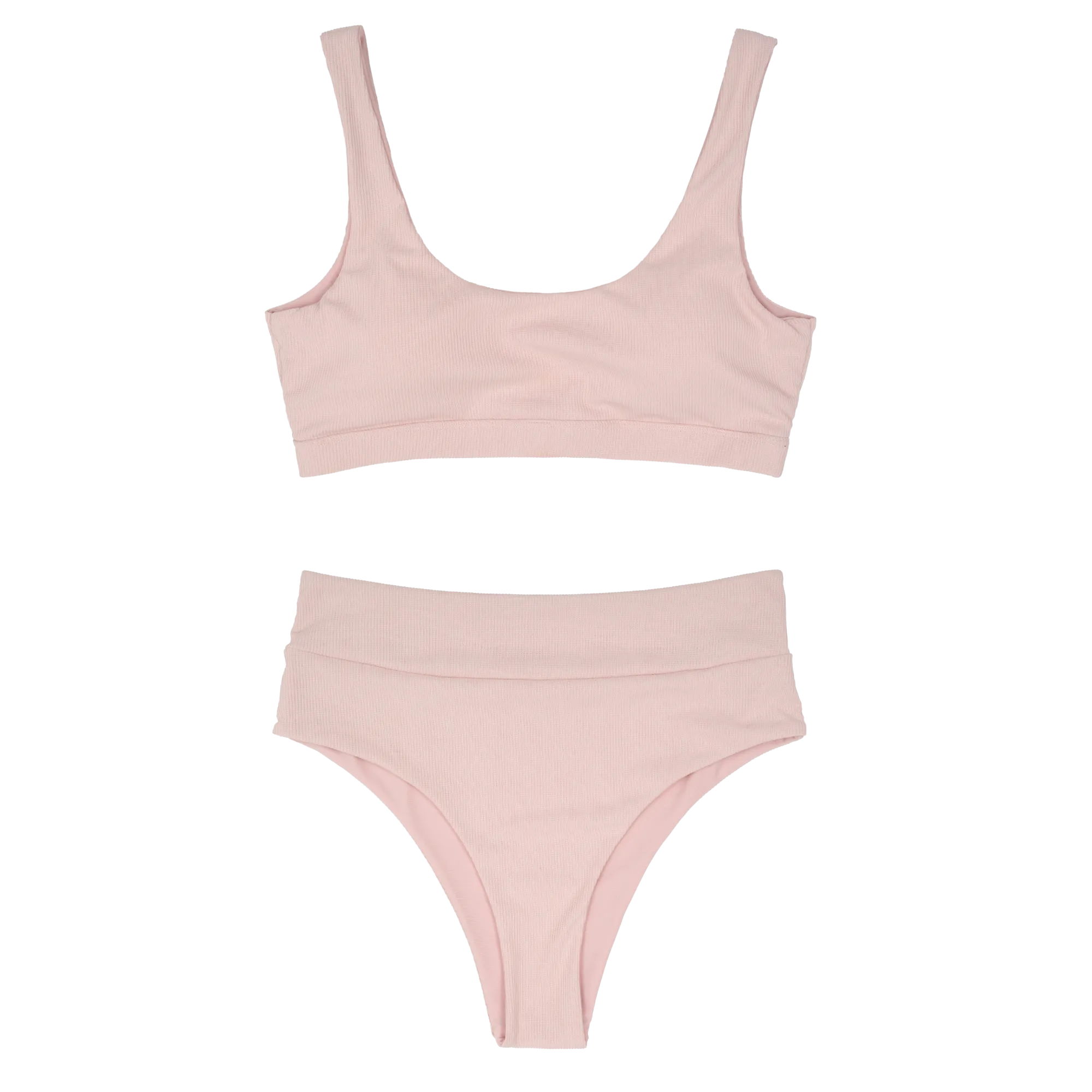 Ribbed Bikini Bottoms | High Waisted | Blush Pink
