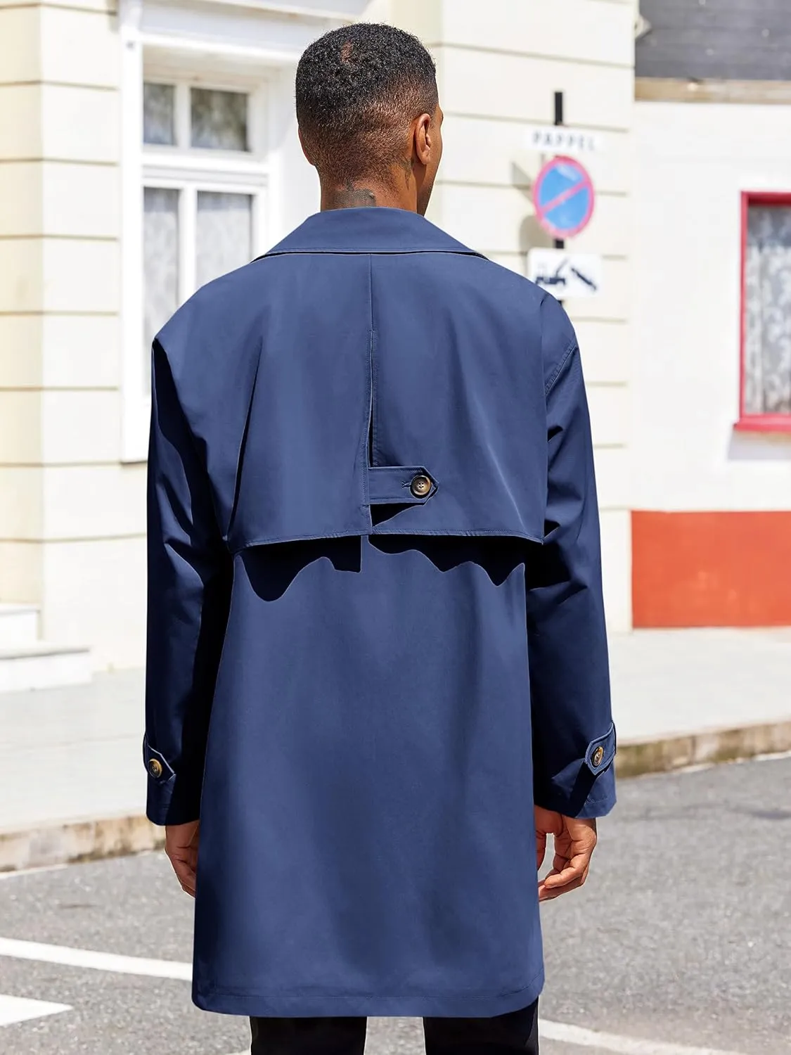 Runcati Mens Trench Coat Single Breasted Slim Fit Mid Long Jackets Casual Fall Windbreaker Overcoat