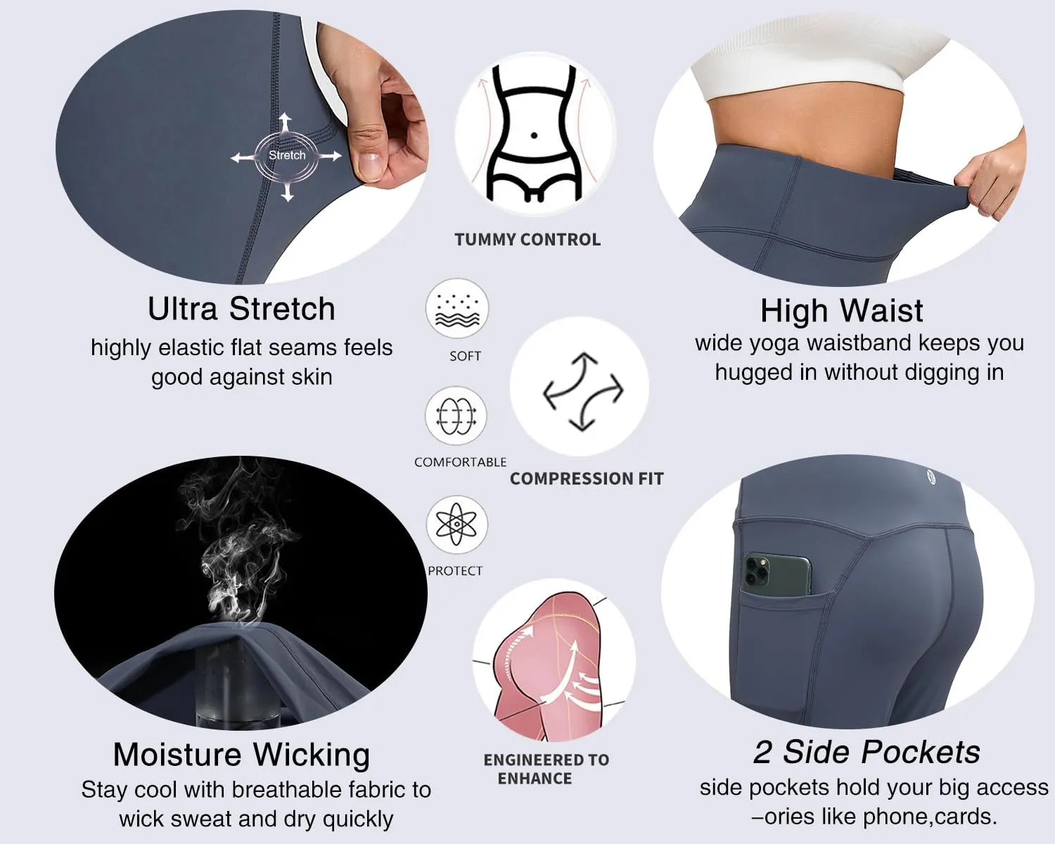 RUNNING GIRL High Waisted Leggings for Women,Tummy Control Workout Yoga Pants with Pockets Compression Pants Buttery Soft