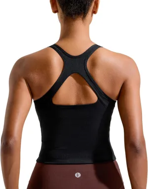 RUNNING GIRL Sports Bras for Women, Longline Racerback Crop Tank Top Compression Yoga Workout Tops with Removable Pads