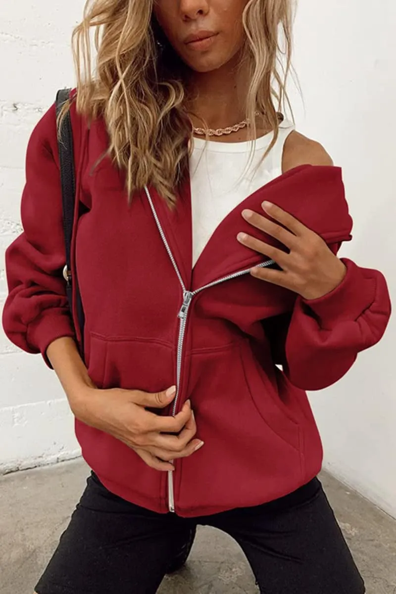 RZDYSQ Womens Zip Up Hoodies Oversized Sweatshirt Hoodie Cute Fall Casual Drawstring Jacket with Pockets