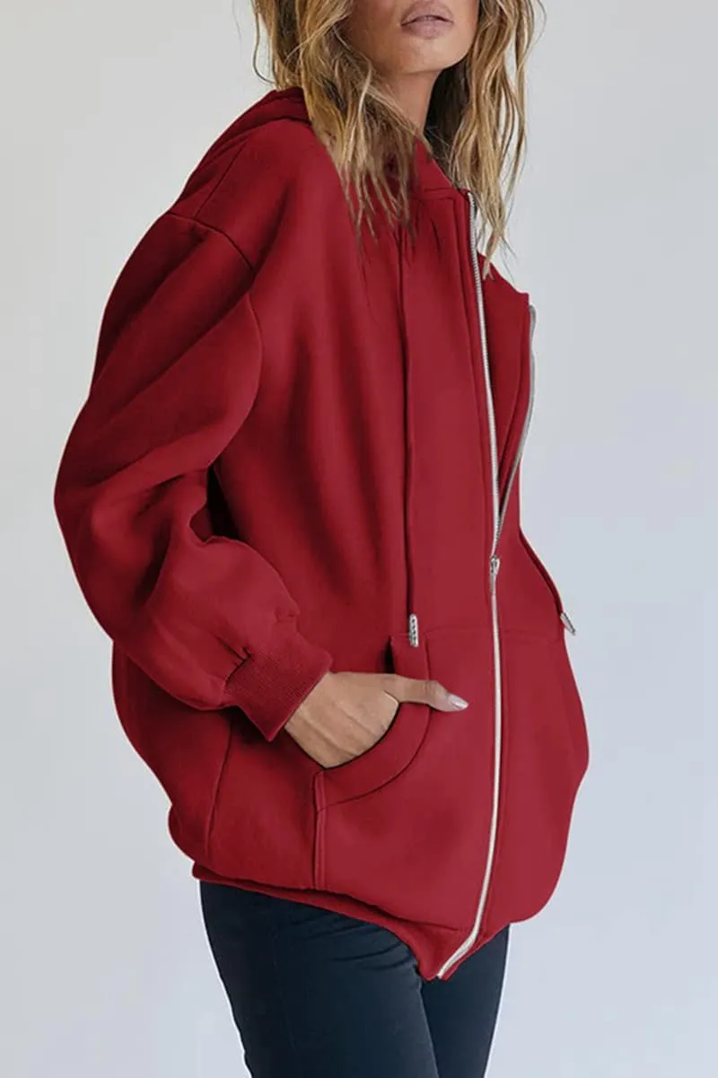 RZDYSQ Womens Zip Up Hoodies Oversized Sweatshirt Hoodie Cute Fall Casual Drawstring Jacket with Pockets